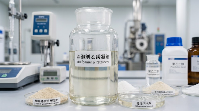 Defoamer and retarder for dry mortar